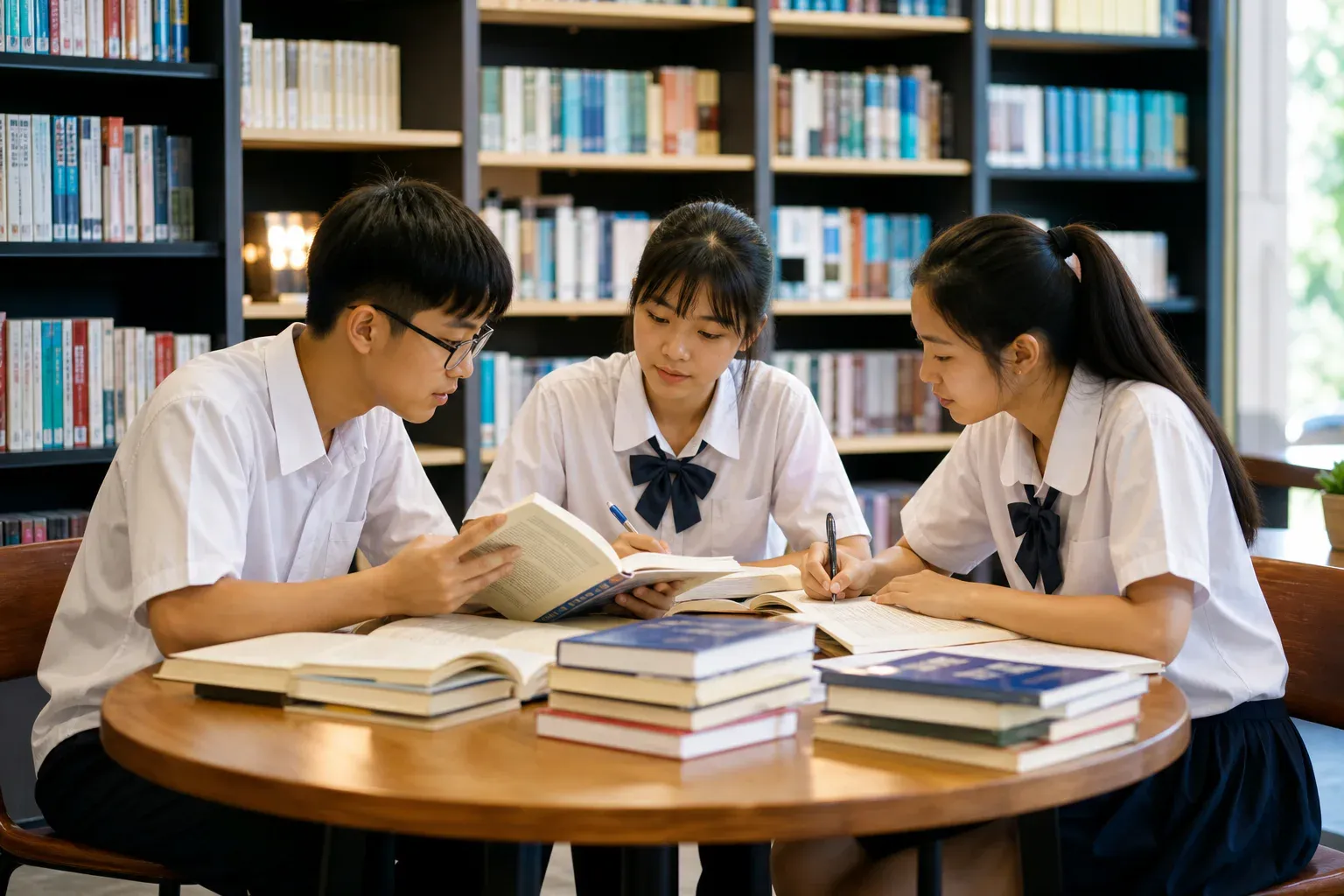 马来西亚学生阅读SPM英文学习指南并整理笔记